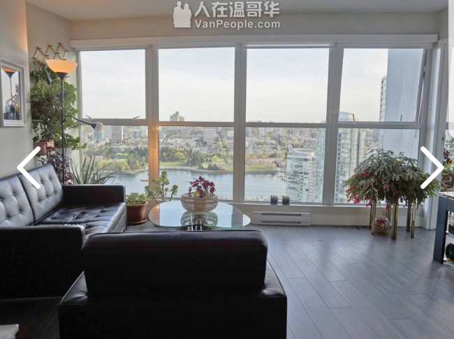 Downtown( Yaletown)一房一厅一书房海景Penhouse 出租