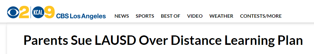 让孩子回学校上课 洛杉矶学生家长起诉学区实施远程上课 人在洛杉矶网lapeople Com