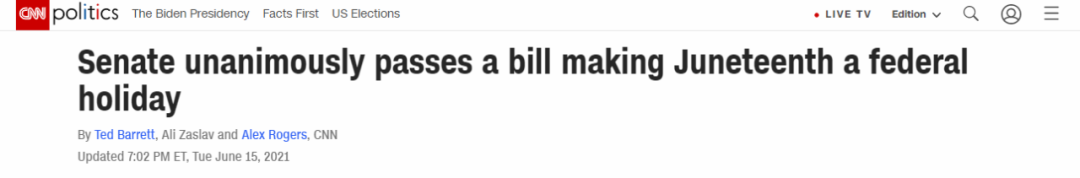 美国又多一个带薪假期 参议院批准将 六月节 定为联邦假日 人在洛杉矶网lapeople Com