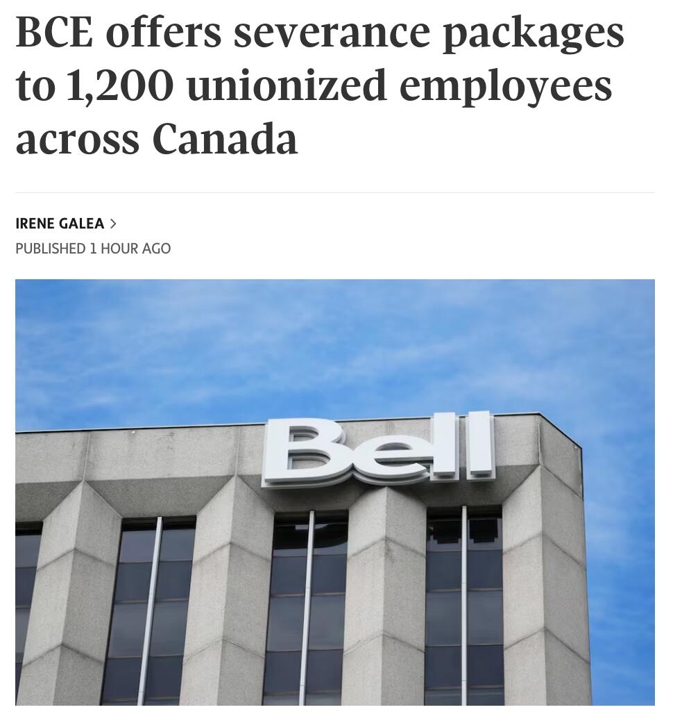 加拿大裁员潮再袭！Bell母公司裁减1200名工会工人！电信业无人化时代来了- 人在温哥华网VanPeople.com