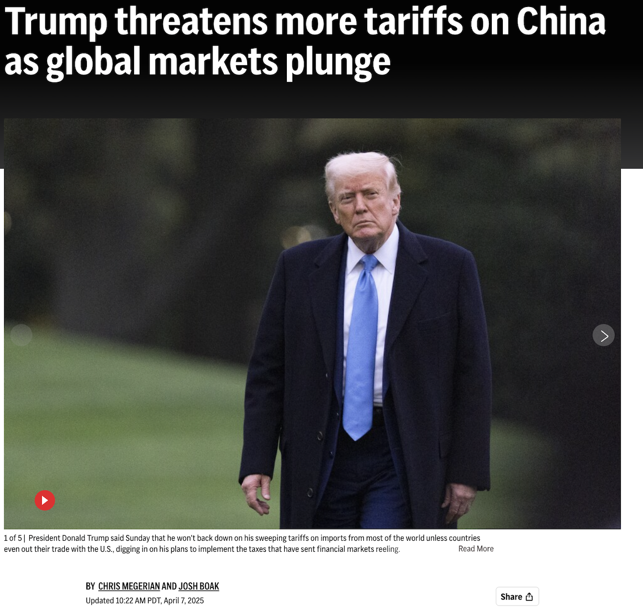 疯了疯了！特朗普官宣对中国关税再加50%，共计104%，全球经济面临"完美风暴"？ - 人在温哥华网VanPeople.com